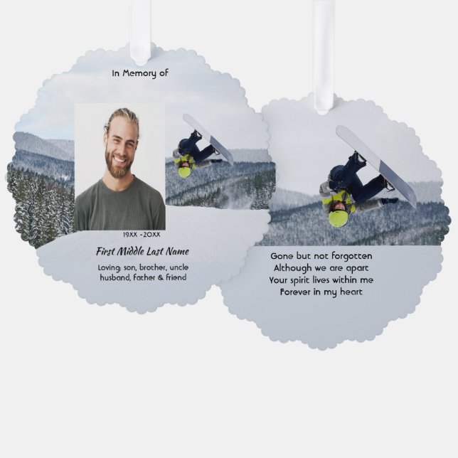 Carte Décorative Memorial Keepsake Snowboarding Winter (Recto/Verso)