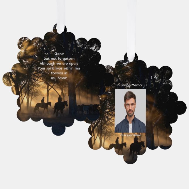 Carte Décorative Memorial Photo Forest Trail Walk Horses (Recto/Verso)