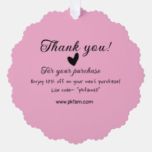 Carte Décorative Merci pour l'achat des détails de la famille rose