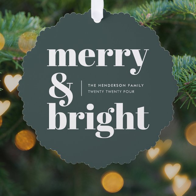 Carte Décorative Merry and Bright | Stylish Forest Green (Créateur téléchargé)