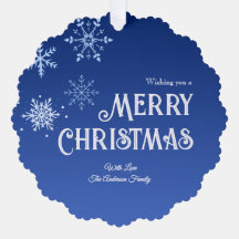 Merry Christmas Blue Modern Snowflake