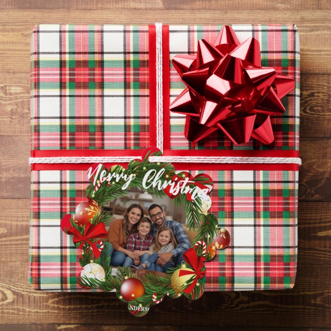 Carte Décorative Merry Christmas Wreath Photo Personalized Family N (Insitu (Cadeau))