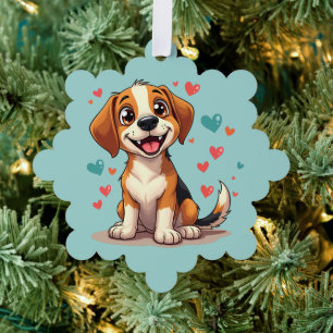 Carte Décorative Mignon Beagle Kawaii avec des Chiens Ludiques aux