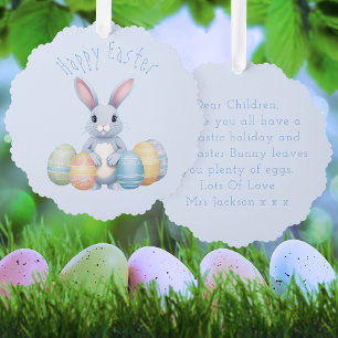 Carte Décorative Mignonne Lapin De Pâques Avec Oeufs Kindergarten B