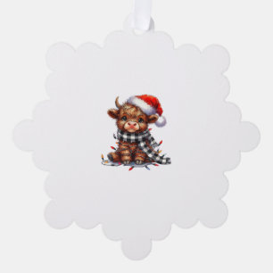 Carte Décorative Mignons feux de Noël Vache Highland Funny Noël