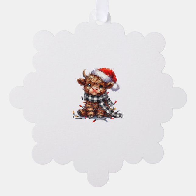 Carte Décorative Mignons feux de Noël Vache Highland Funny Noël (Recto)