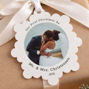 Carte Décorative Modèle de photo Notre premier Noël mariés Joyeux