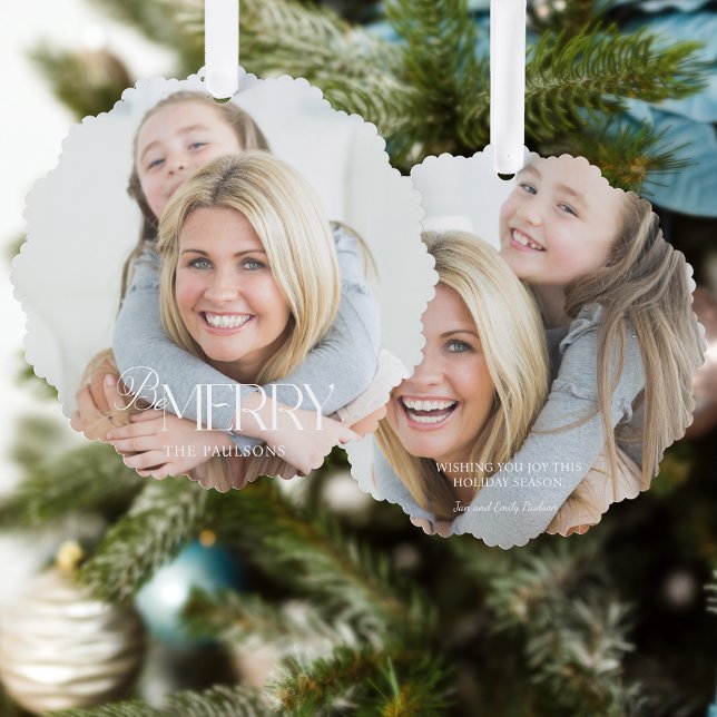 Carte Décorative Moderne Simple Be Merry Typographie 1 Photo (Créateur téléchargé)