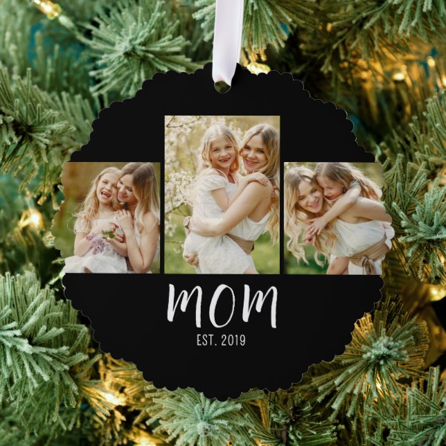 Carte Décorative Mom Established Elegant Script Black 3 Photo  (Insitu (Arbre))