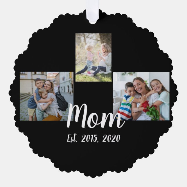 Carte Décorative Mom Established Modern Script Black 3 Photo (Recto)