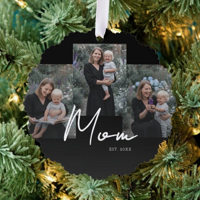 Carte Décorative Mom Established Modern Script Black 3 Photo (Insitu (Arbre))