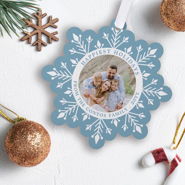 Carte Décorative Moonstone Blue Snowflake Joyeuses vacances Photo (Créateur téléchargé)