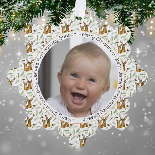 Carte Décorative Motif adorable de cerf pour le premier Noël de béb