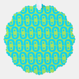 Carte Décorative Motif géométrique turquoise et vert lime