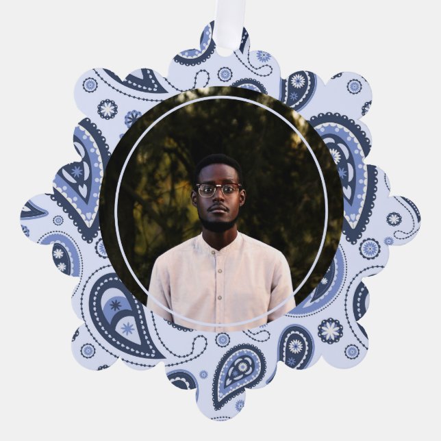 Carte Décorative Motif Paisley Bleu (Recto)