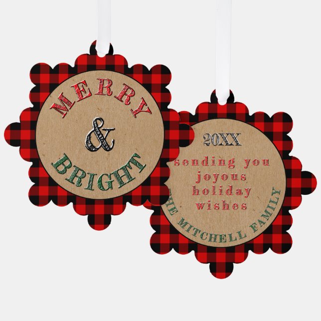 Carte Décorative Motif Plaid de bison rouge personnalisé (Recto/Verso)