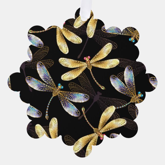 Carte Décorative Motif sans couture avec libellules d'or (Recto)