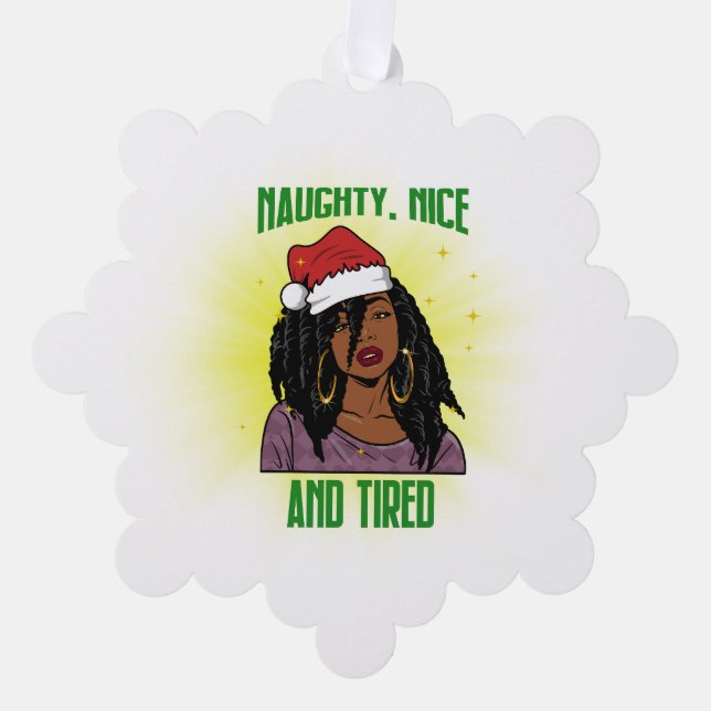 Carte Décorative Naughty gentil et fatigué Père Noël melanin Noël s (Recto)