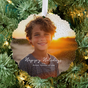 Carte Décorative Neige dorée magique   Photo de vacances de Noël