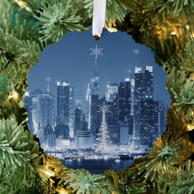 Carte Décorative New York City Hiver Skyline Noël Ajout (Insitu (Arbre))