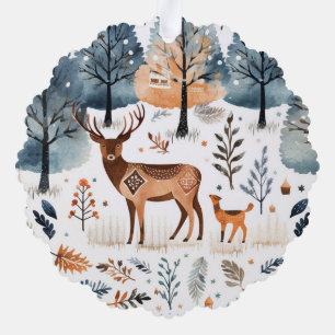 Carte Décorative Noël Art populaire Cerf
