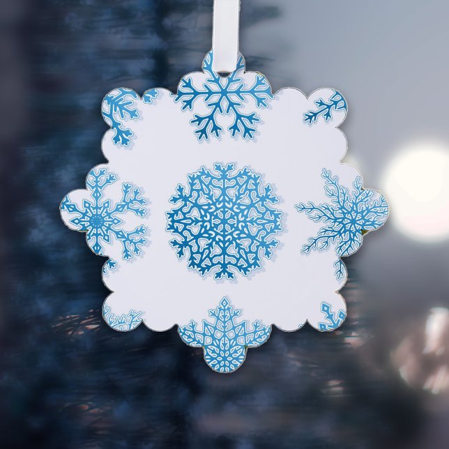 Carte Décorative Noël classique aux flocons de neige bleus et blanc (Créateur téléchargé)