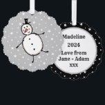 Carte Décorative Noël de Snowman personnalisé<br><div class="desc">Cette carte de Noël personnalisée présente le personnage Snowman de l'équipage de Noël.</div>