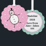 Carte Décorative Noël de Snowman personnalisé<br><div class="desc">Cette carte de Noël personnalisée présente le personnage Snowman de l'équipage de Noël.</div>
