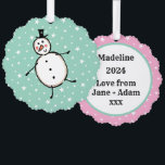 Carte Décorative Noël de Snowman personnalisé<br><div class="desc">Cette carte de Noël personnalisée présente le personnage Snowman de l'équipage de Noël.</div>