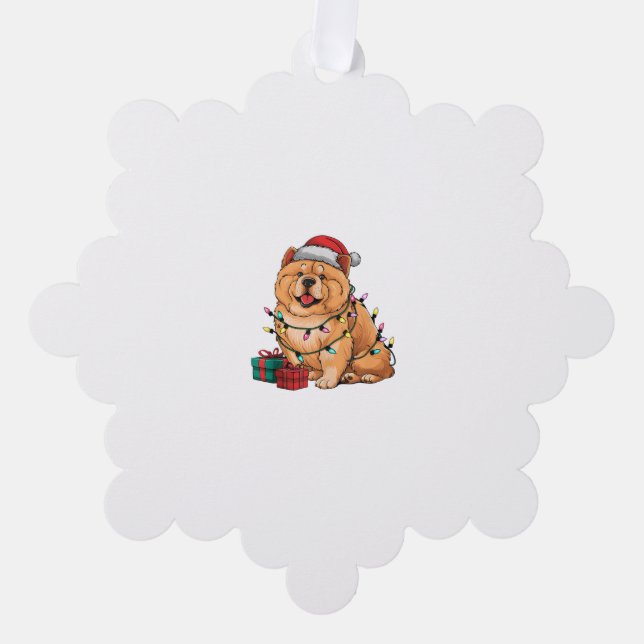 Carte Décorative Noël Éclairage Noël Chow Chow Chien Noël (Recto)