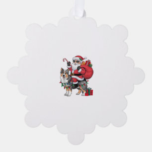 Carte Décorative Noël Éclairage Père Noël Riding Sheltie Chien Noël