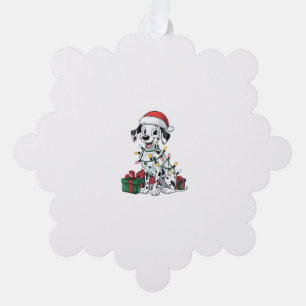 Carte Décorative Noël Éclairage Santa Chapeau Dalmatien Chien Noël