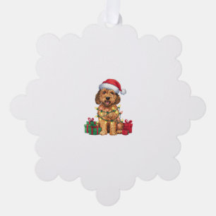 Carte Décorative Noël Éclairage Santa Hat Labradoodle Chien Noël