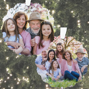 Carte Décorative Noël familial double face personnalisé avec deux p