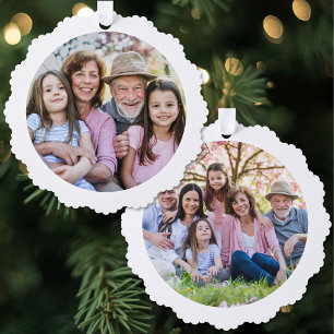 Carte Décorative Noël familial double face personnalisé avec deux p