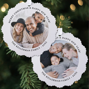 Carte Décorative Noël familial double face personnalisé avec deux p