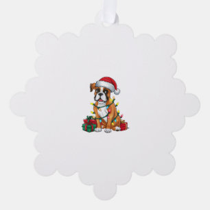 Carte Décorative Noël Feu d'éclairage Santa Hat Boxer Chien Noël
