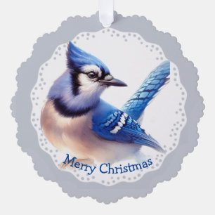 Carte Décorative Noël hiver Bluejay Oiseau Faune Nature