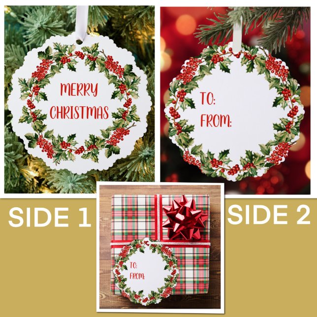 Carte Décorative Noël Holly Feuilles & Berries Joyeux Noël (Créateur téléchargé)