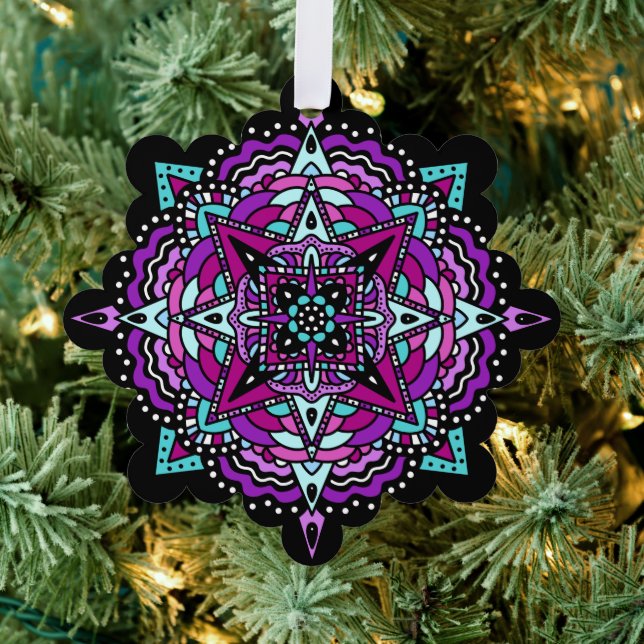 Carte Décorative Noël Mandala violet et Turquoise (Insitu (Arbre))