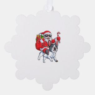 Carte Décorative Noël Père Noël équitation Français Chien-taureaux
