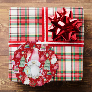 Carte Décorative Noël Père Noël Gnome Rouge Couleur Nom Date Papier