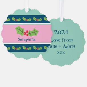 Carte Décorative Noël personnalisé Holly & Berries