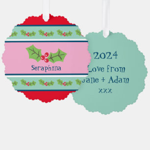 Carte Décorative Noël personnalisé Holly & Berries