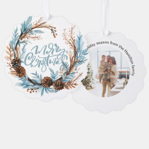 Carte Décorative Noël Personnalisé La couronne de photos et la typo