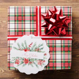 Carte Décorative Noël poinsettia aquarelle et verdure