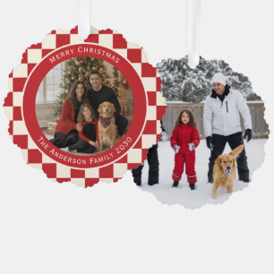Carte Décorative Noël Rouge à Carreaux Facile 2 Photos