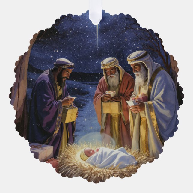 Carte Décorative Noël traditionnel des trois sages (Recto)