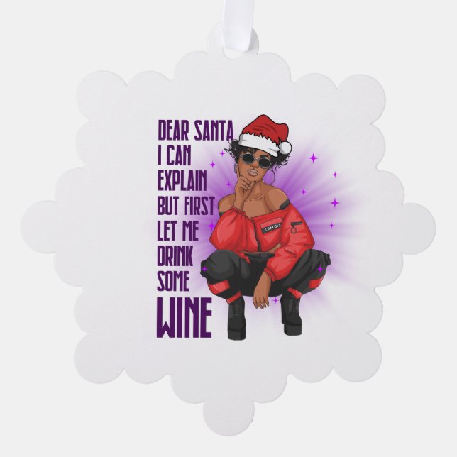 Carte Décorative Noir melanin naughty amateur de vin de Sista Noël+ (Recto)