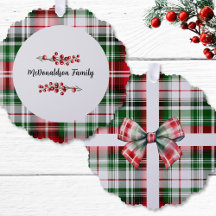Nom de famille Noël Vintage cadeau Plaid Red Green